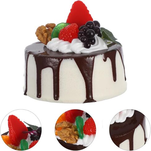 Amosfun Fake Birthday Cake Artificial Fruit Cake Bakery Shop Cake Display Model Party Decoration Coffee in Saudi Arabia