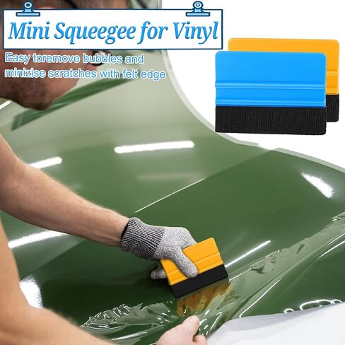 50 Pack Plastic Vinyl Squeegee, 4 Inch Felt Edge Squeegee for Tint Film Decal, Vinyl Wrap Installation Wallpaper Smooth Tool, Vinyls Scraper Decal Applicator Tool, Blue & Yellow in Saudi Arabia