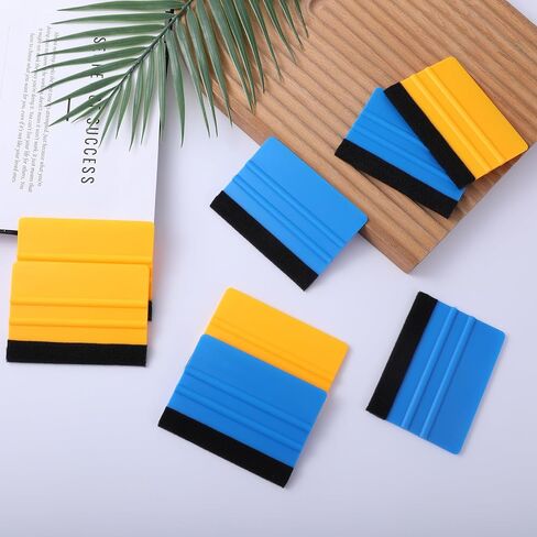 50 Pack Plastic Vinyl Squeegee, 4 Inch Felt Edge Squeegee for Tint Film Decal, Vinyl Wrap Installation Wallpaper Smooth Tool, Vinyls Scraper Decal Applicator Tool, Blue & Yellow in Saudi Arabia