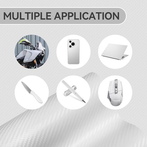 3D Matte White Carbon Fiber Vinyl Wrap for Cars Anti-Wrinkle Air Release Automotive Vinyl Vehicles DIY Film Roll Sticker Decal Interior and Exterior (White, 1ft x 5ft) in Saudi Arabia