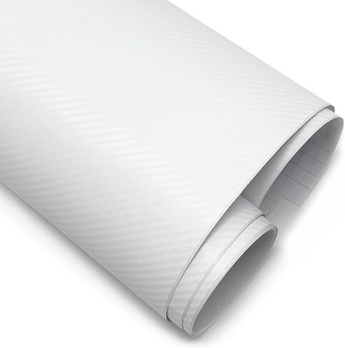 3D Matte White Carbon Fiber Vinyl Wrap for Cars Anti-Wrinkle Air Release Automotive Vinyl Vehicles DIY Film Roll Sticker Decal Interior and Exterior (White, 1ft x 5ft) in Saudi Arabia