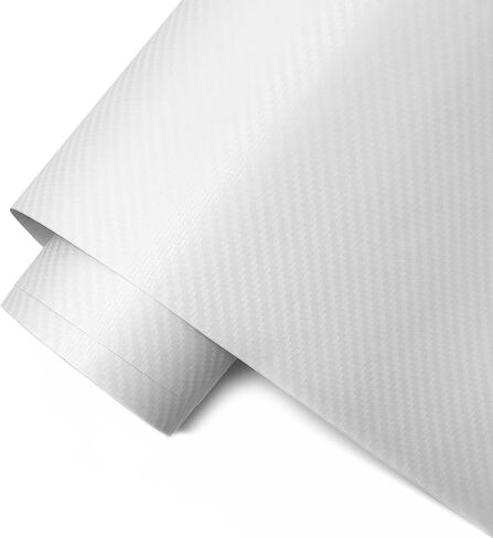 3D Matte White Carbon Fiber Vinyl Wrap for Cars Anti-Wrinkle Air Release Automotive Vinyl Vehicles DIY Film Roll Sticker Decal Interior and Exterior (White, 1ft x 5ft) in Saudi Arabia