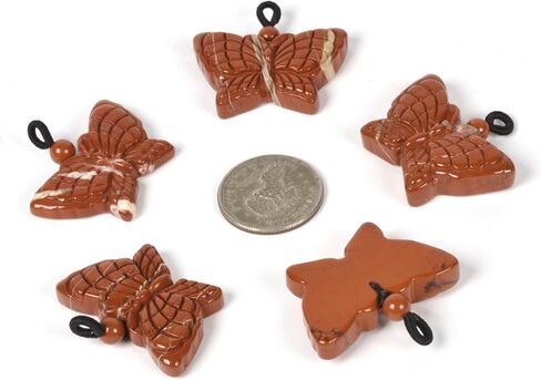 Justinstones Natural Gemstone Crystal Carved 40mm Butterfly Insect Totem Animal Guardian Pendant Necklace 22 inch in Saudi Arabia