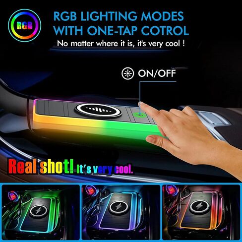 Wireless Car Charger, Wireless Car Charging Pad 15W RGB Charger Pad Fast Wireless Phone Charger for car Cell Phone Wireless Charging Mat for iPhone 14 13 12 Pro Max for Samsung S23 S22 Ultra in Kuwait