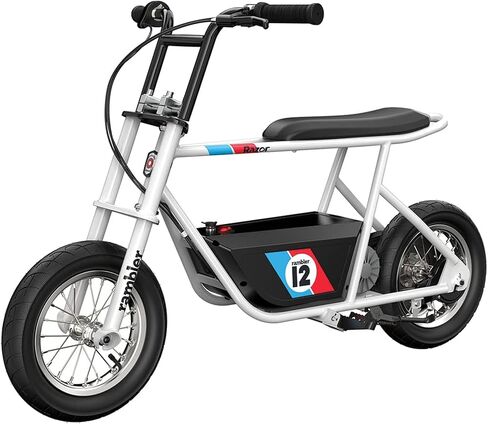 Razor Rambler 12 للأعمار من 13 عامًا فما فوق - دراجة كهربائية صغيرة 24 فولت بنمط قديم، تصل سرعتها إلى 14 ميلاً في الساعة، إطارات مملوءة بالهواء بعرض 12 بوصة، محرك عالي عزم الدوران بقدرة 250 واط، وقت ركوب يصل إلى 40 دقيقة، للراكبين حتى 170 رطلاً in Kuwait