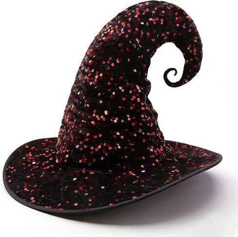 Halloween Costume Party Sequins Witch Hat Women Girl Wide Brim Taper Spire Men Wizard Pointed Cap Gifts in Saudi Arabia