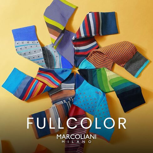Marcoliani Milano Mens Dress Socks - Rainbow Stripe Fullcolor | Essence of Merino Wool in Kuwait