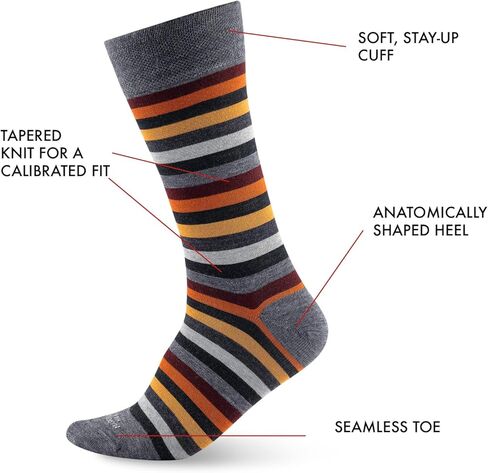 Marcoliani Milano Mens Dress Socks - Rainbow Stripe Fullcolor | Essence of Merino Wool in Kuwait