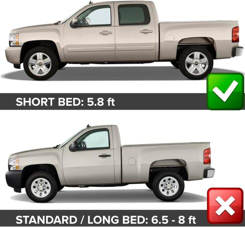 Fender Flares Compatible With 2007-2013 Chevy Silverado 1500, 69.3'' (5.8ft) Short Bed Factory Style Black PP Injection Right Left Wheel Cover Protector Vent By IKON MOTORSPORTS, 2008 2009 2010 2011 in Saudi Arabia