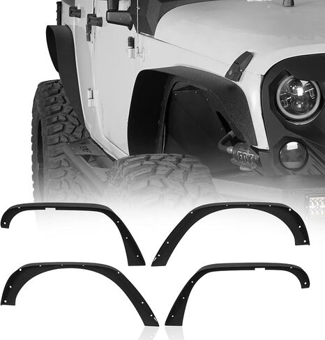 u-Box 4Pcs/Set Wrangler Flat Steel Fender Flares Front & Rear Wheel Mud Guard Kit Compatible with Jeep Wrangler JK & Unlimited 2007-2018 2/4 Door in Saudi Arabia