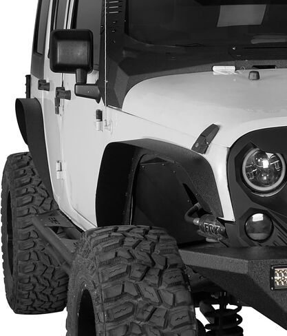 u-Box 4Pcs/Set Wrangler Flat Steel Fender Flares Front & Rear Wheel Mud Guard Kit Compatible with Jeep Wrangler JK & Unlimited 2007-2018 2/4 Door in Saudi Arabia