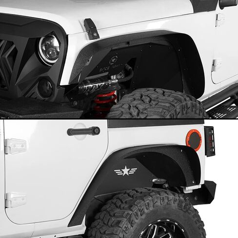 u-Box 4Pcs/Set Wrangler Flat Steel Fender Flares Front & Rear Wheel Mud Guard Kit Compatible with Jeep Wrangler JK & Unlimited 2007-2018 2/4 Door in Saudi Arabia