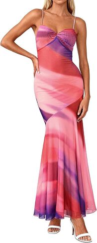 BTFBM Summer Dresses for Women 2026 Spaghetti Straps Sundress Twist Knot Mesh Mermaid Wedding Guest Dress Beach Vacation in Kuwait
