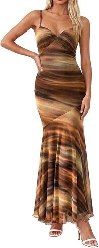 BTFBM Summer Dresses for Women 2026 Spaghetti Straps Sundress Twist Knot Mesh Mermaid Wedding Guest Dress Beach Vacation in Kuwait
