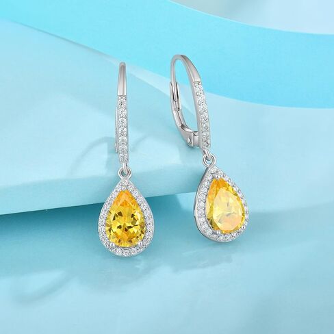FJ Teardrop Jewelry Set for Women 925 Sterling Silver Citrine Necklace and Earrings Set Pear Cut November Birthstone Jewelry Gifts in Saudi Arabia