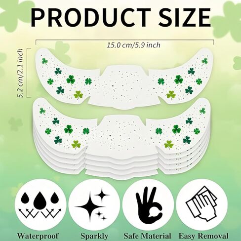 12-Piece Set St. Patrick's Day Necklace with Shamrock Pendant St Patrick's Day Women's Set with 5 Custom Shamrock Tattoo Stickers St Patrick's Day Decorative Accessories in Saudi Arabia