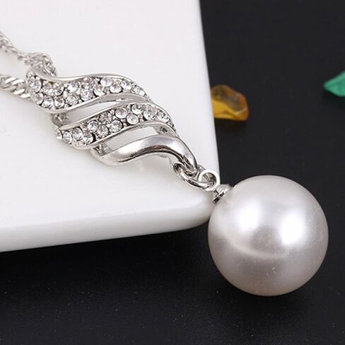Necklace And Earring Set Fashion Shiny Pearl Crystal Sweater Pendant Necklace Jewelry Gift For Women Nice processing in Saudi Arabia