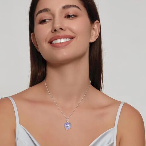 FJ Heart Jewelry Set for Women 925 Sterling Silver Alexandrite Necklace and Earrings Set June Birthstone Jewelry Gifts in Saudi Arabia