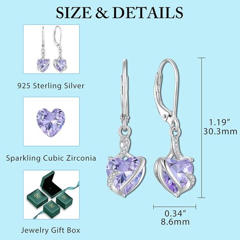 FJ Heart Jewelry Set for Women 925 Sterling Silver Alexandrite Necklace and Earrings Set June Birthstone Jewelry Gifts in Saudi Arabia
