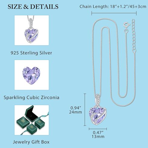 FJ Heart Jewelry Set for Women 925 Sterling Silver Alexandrite Necklace and Earrings Set June Birthstone Jewelry Gifts in Saudi Arabia