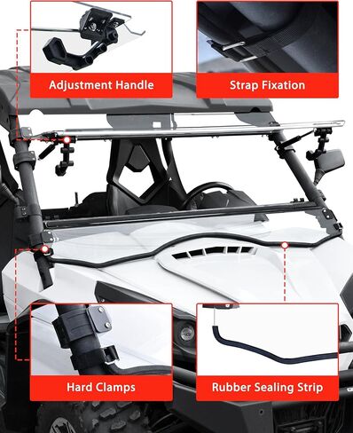 Flip Up Windshield for Can-Am Commander & Max, 3-IN-1 1/5" Hard Coated PC Adjustable Windscreen for Can-Am Commander 800 1000 Max 2011-2020 Accessories, Open/Vented/Closed in Saudi Arabia