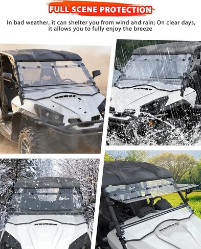 Flip Up Windshield for Can-Am Commander & Max, 3-IN-1 1/5" Hard Coated PC Adjustable Windscreen for Can-Am Commander 800 1000 Max 2011-2020 Accessories, Open/Vented/Closed in Saudi Arabia