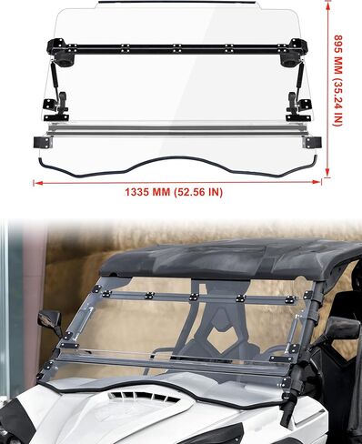Flip Up Windshield for Can-Am Commander & Max, 3-IN-1 1/5" Hard Coated PC Adjustable Windscreen for Can-Am Commander 800 1000 Max 2011-2020 Accessories, Open/Vented/Closed in Saudi Arabia