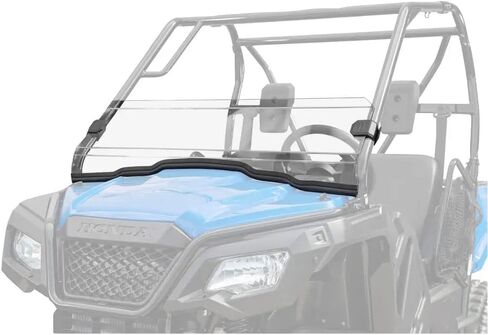 نصف زجاج أمامي مقاوم للخدش SuperATV لعام 2015+ Honda Pioneer 500، 2021+ Honda Pioneer 520، 1/4 بوصة بولي كربونات أقوى 250 مرة من الزجاج، حماية فائقة وأناقة، صنع في الولايات المتحدة الأمريكية in Saudi Arabia