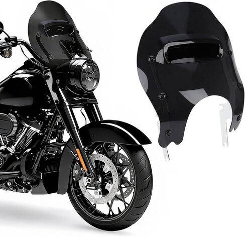 Thick Windshield w/Vented & Bracket Kit for Harley Road King FLHR/I Classic FLHRC/I Special FLHRXS 1996-2024 Detachable Windscreen Wind Splitter (Black w/Black Bracket) in Saudi Arabia