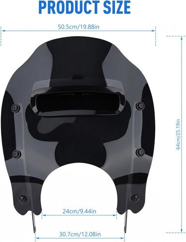 Thick Windshield w/Vented & Bracket Kit for Harley Road King FLHR/I Classic FLHRC/I Special FLHRXS 1996-2024 Detachable Windscreen Wind Splitter (Black w/Black Bracket) in Saudi Arabia
