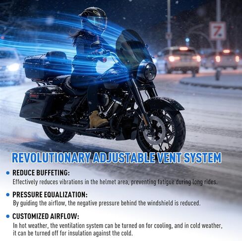 Thick Windshield w/Vented & Bracket Kit for Harley Road King FLHR/I Classic FLHRC/I Special FLHRXS 1996-2024 Detachable Windscreen Wind Splitter (Black w/Black Bracket) in Saudi Arabia