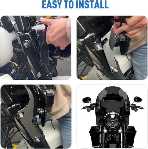 Thick Windshield w/Vented & Bracket Kit for Harley Road King FLHR/I Classic FLHRC/I Special FLHRXS 1996-2024 Detachable Windscreen Wind Splitter (Black w/Black Bracket) in Saudi Arabia