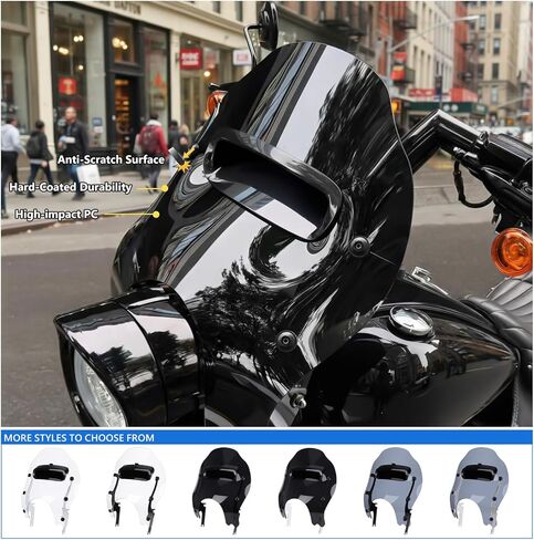 Thick Windshield w/Vented & Bracket Kit for Harley Road King FLHR/I Classic FLHRC/I Special FLHRXS 1996-2024 Detachable Windscreen Wind Splitter (Black w/Black Bracket) in Saudi Arabia