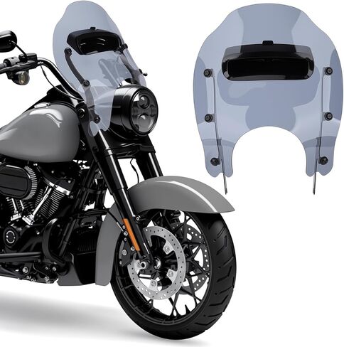 Thick Windshield w/Vented & Bracket Kit for Harley Road King FLHR/I Classic FLHRC/I Special FLHRXS 1996-2024 Detachable Windscreen Wind Splitter (Black w/Black Bracket) in Saudi Arabia