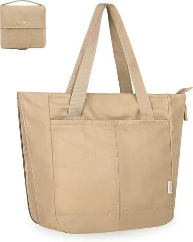 Tote Bag for Women Foldable Tote Purses Bags With Cup Holder Zipper Travel Shoulder Bag Handbag for Work,Nurse,School in Saudi Arabia