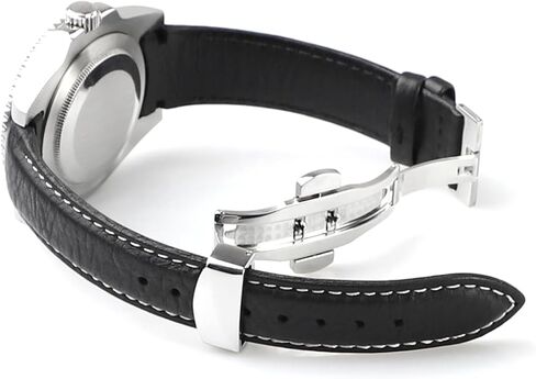 21 ملم نهاية منحنية حزام ساعة جلد ريترو لرولكس صبمارينر 41 ملم، يخت ماستر 42 ملم، اكسبلورر II 42 ملم 216570 حزام ساعة جلدي بديل رولكس سوار ساعة للرجال والنساء in Kuwait