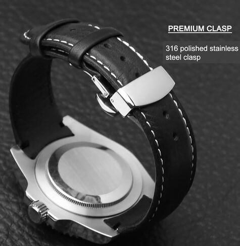 21 ملم نهاية منحنية حزام ساعة جلد ريترو لرولكس صبمارينر 41 ملم، يخت ماستر 42 ملم، اكسبلورر II 42 ملم 216570 حزام ساعة جلدي بديل رولكس سوار ساعة للرجال والنساء in Kuwait