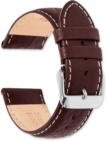 deBeer Sport Leather with Contrast Color Stitching Watch Band- Choice of Color (Black, Brown, Havana) & Width (16mm,18mm, 19mm, 20mm, 22mm, 24mm, 26mm, 28mm) in Saudi Arabia