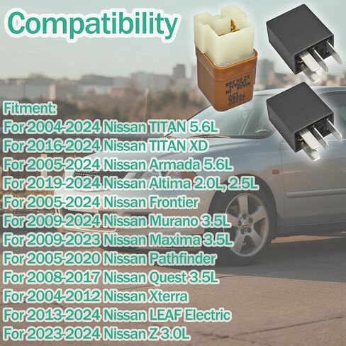 استبدال مجموعة التتابع لـ 25230-7996A 57000 متوافق مع 2004-2017 Nissan Armada & Titan بدون حزمة سحب المصنع - مرحل دائرة طاقة بني 6 دبابيس 12 فولت ومرحلات إشارة الانعطاف الرمادية 4 دبابيس in Saudi Arabia