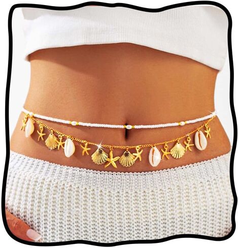 Nicute Seashell Waist Belt Bohemian Belly Chain Beach Sexy Bikini Chain for Women (Layered) in Saudi Arabia