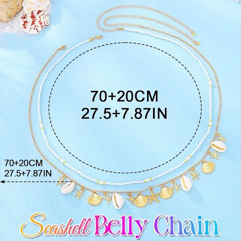 Nicute Seashell Waist Belt Bohemian Belly Chain Beach Sexy Bikini Chain for Women (Layered) in Saudi Arabia