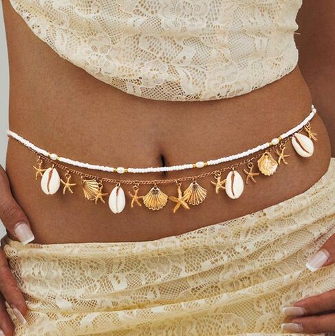 Nicute Seashell Waist Belt Bohemian Belly Chain Beach Sexy Bikini Chain for Women (Layered) in Saudi Arabia
