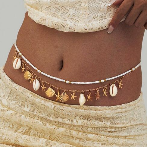 Nicute Seashell Waist Belt Bohemian Belly Chain Beach Sexy Bikini Chain for Women (Layered) in Saudi Arabia