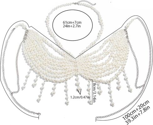 Wedding Bridal Multi-layered Pearl Tassel Bra Body Chain Jewelry Summer Beach Beaded Harness Chest Chain Festival Rave Pearl Bralette Body Jewelry for Women in Saudi Arabia