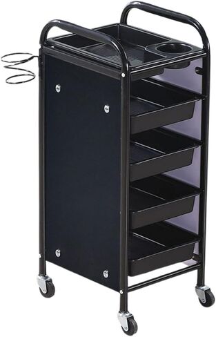 ELITE BAY-Multi Tier Hairdressing Trolley- Metal Salon Rolling Cart Organizer.Durable Beauty Storage Unit with Wheels.Multi-Tier Tray System for Hair Tools, Makeup & Spa Essentials.Black & Gold Finish in Saudi Arabia