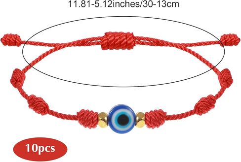 10PCS Evil Eye 7 Knot Lucky Bracelets, Adjustable Red String Evil Eye Bracelets for Women and Men, 7 Knots Amulet Protection Jewelry, Protection Jewelry Hand Bracelet in Saudi Arabia