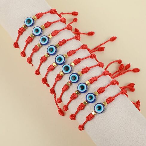 10PCS Evil Eye 7 Knot Lucky Bracelets, Adjustable Red String Evil Eye Bracelets for Women and Men, 7 Knots Amulet Protection Jewelry, Protection Jewelry Hand Bracelet in Saudi Arabia