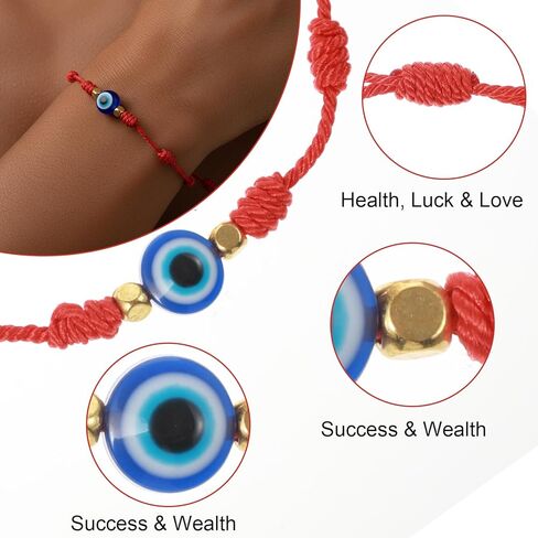 10PCS Evil Eye 7 Knot Lucky Bracelets, Adjustable Red String Evil Eye Bracelets for Women and Men, 7 Knots Amulet Protection Jewelry, Protection Jewelry Hand Bracelet in Saudi Arabia
