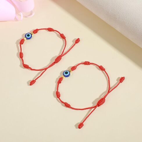 10PCS Evil Eye 7 Knot Lucky Bracelets, Adjustable Red String Evil Eye Bracelets for Women and Men, 7 Knots Amulet Protection Jewelry, Protection Jewelry Hand Bracelet in Saudi Arabia