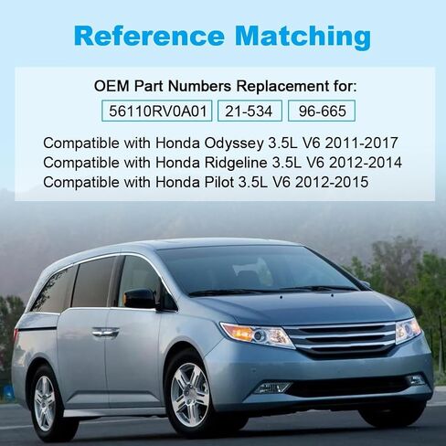 Power Steering Pump with Pulley Compatible with Honda Odyssey 3.5L V6 2011 2012 2013 2014 2015 2016 2017, Ridgeline Pilot 3.5L V6 2012 2013 2014, Replacement for 56110RV0A01, 21-534, 96-665 in Kuwait